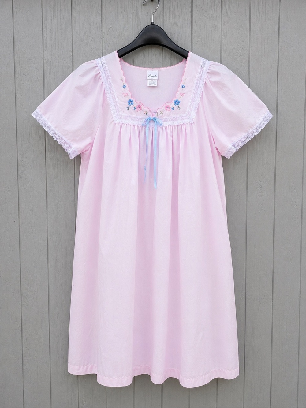 Carole Vintage Pink Nightgown Dress XL Lace Embroidery Cottagecore NWOT